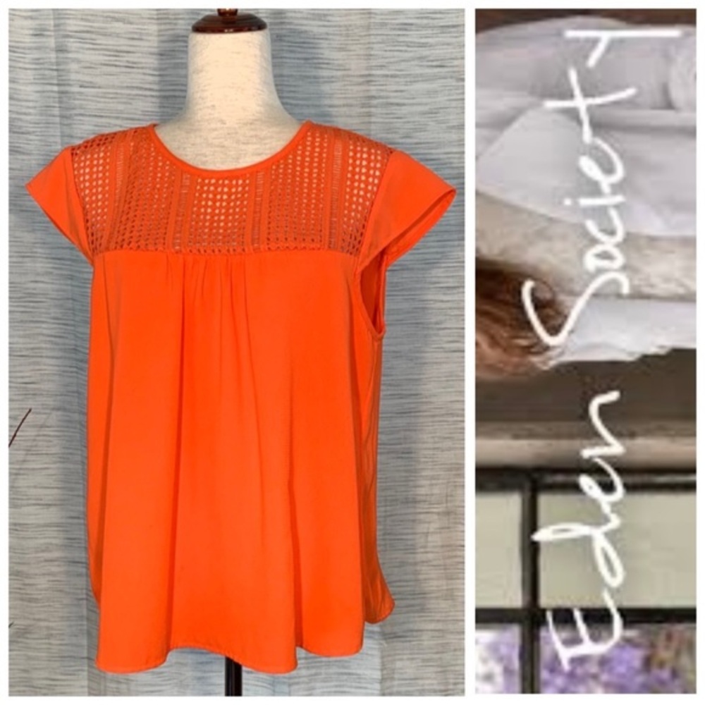 Eden Society orange cap sleeve blouse.